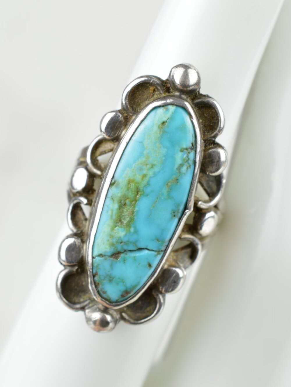 VTG Navajo Sterling Silver Turquoise Statement Ring Size 5.25 - Picture 2 of 11